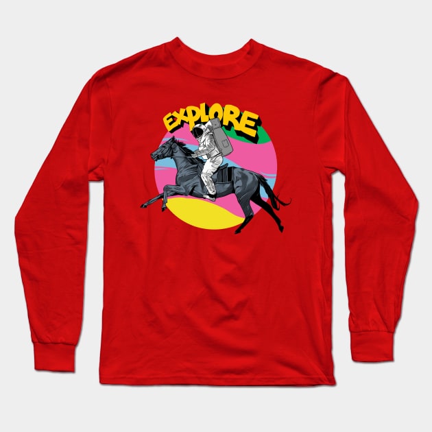 Space Rider Long Sleeve T-Shirt by rjartworks